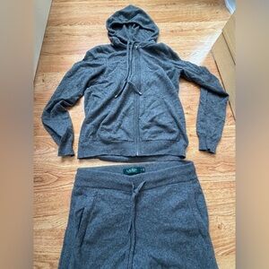Ralph Lauren Gray Hoodie and Sweatpants Coord Set WASHABLE CASHMERE size S